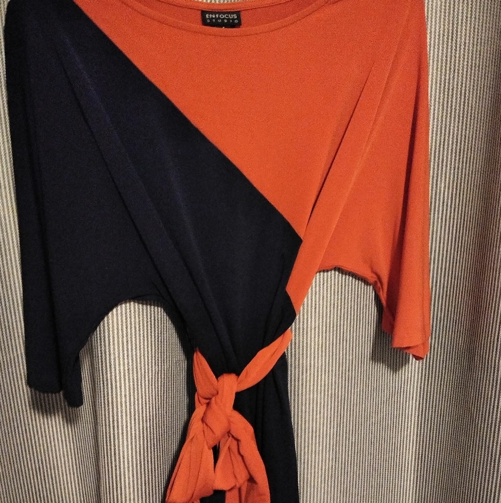 Navy blue and orange dress